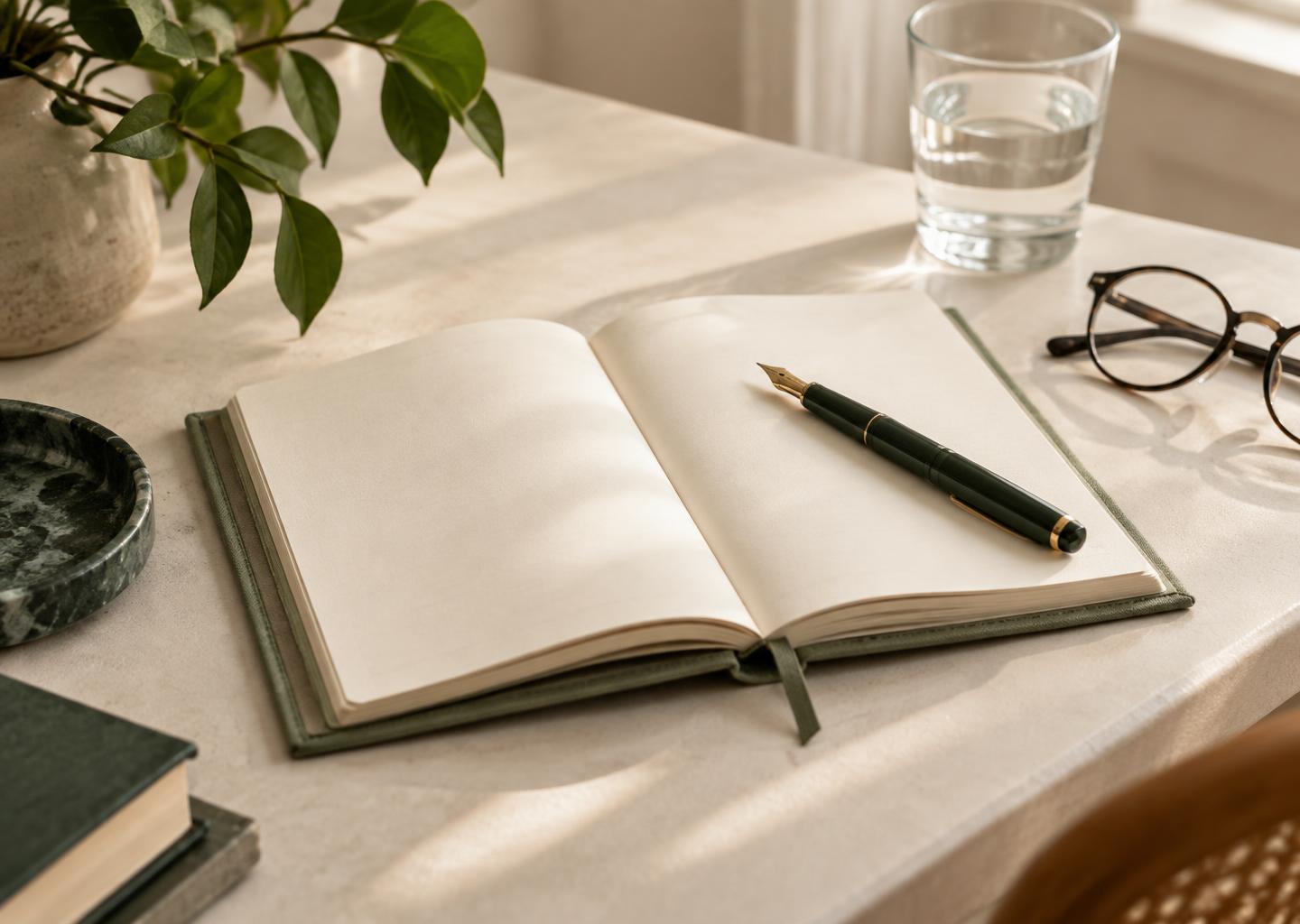 An open notebook and pen, ready for a thoughtful conversation